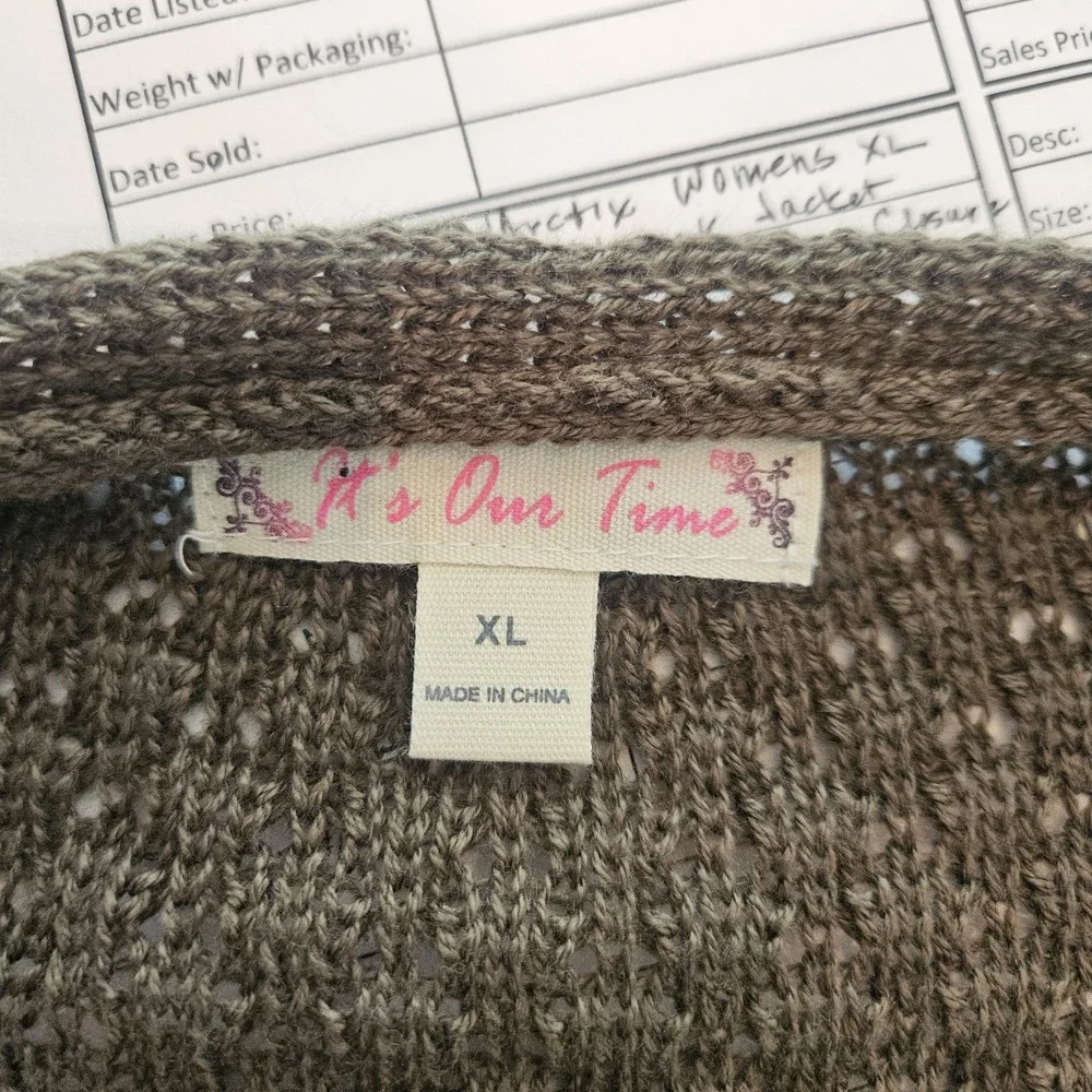 Its Our Time Women's Olive Green Long Length Knit  Open Cardigan NWT - Picture 12 of 15